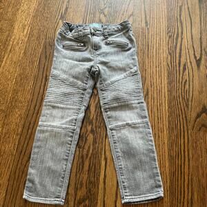 Baby Gap Moto Ribbed Gray Wash Zipper Pocket Skinny Jeans - 4